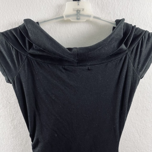 Pam & Gela Off the Shoulder Black Dress Side Ruching Size Small NWT Baddie - Picture 6 of 11